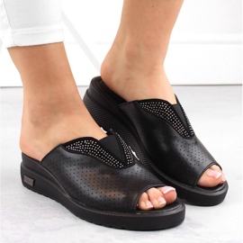 Filippo W PAW536 mules compensées en cuir noir le noir 3