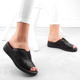 Filippo W PAW536 mules compensées en cuir noir le noir 4