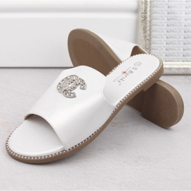 Tongs confortables avec zircons S.Barski W OLI258B blanc blanche 6
