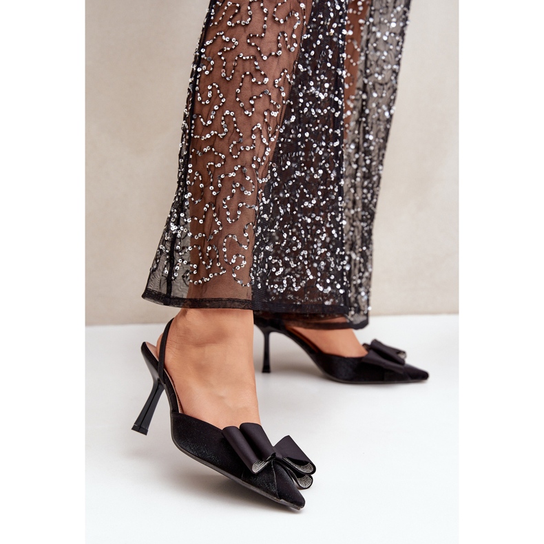 Talons hauts en tissu noir avec un noeud le noir 2