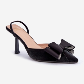 Talons hauts en tissu noir avec un noeud le noir 4