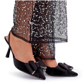 Talons hauts en tissu noir avec un noeud le noir 9
