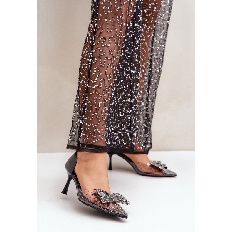 Talons hauts décorés avec un nœud, noir 2