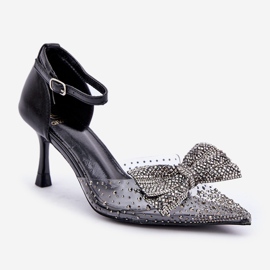 Talons hauts décorés avec un nœud, noir le noir 4