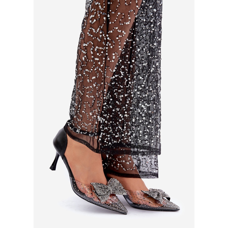 Talons hauts décorés avec un nœud, noir 1