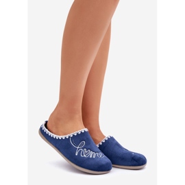 Inblu Chaussures d'intérieur pour femmes Chaussons GF000026 Bleu marine 1