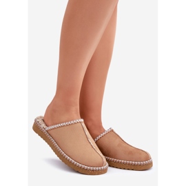 Inblu Pantoufles Camel pour femmes avec chaussures de maison brodées brun 1