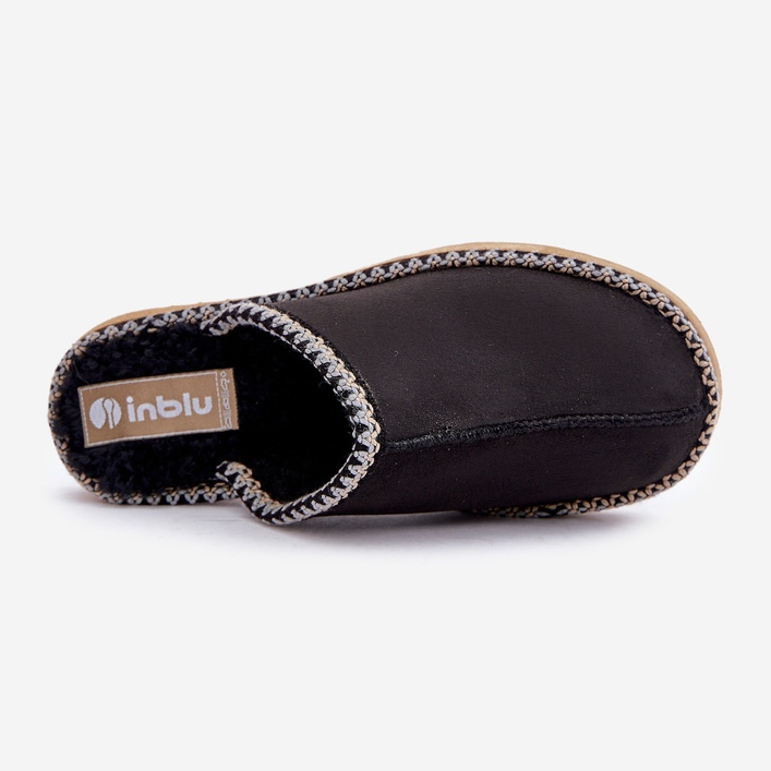 Inblu Chaussures d'intérieur femme avec broderie, noires le noir 2