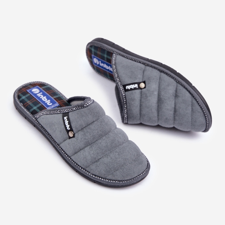 Inblu Chaussures de maison confortables pour hommes gris 2 Inblu Chaussures de maison confortables pour hommes gris 2