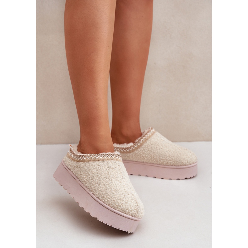 Bottes de neige à plateforme avec broderie pour femmes, beige clair 2 Bottes de neige à plateforme avec broderie pour femmes, beige clair 2