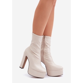 Bottines à talons hauts beige clair avec talon aiguille et plateforme 1