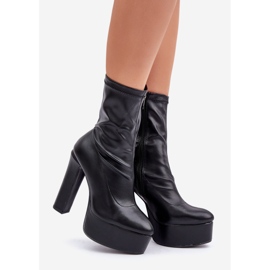 Bottines à talons hauts et plateforme, noires le noir 1