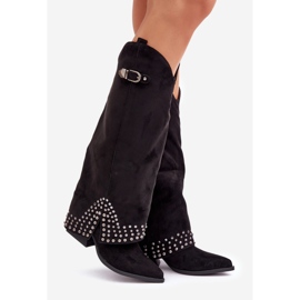 Bottines à tige retroussée sur talon, noir le noir 1