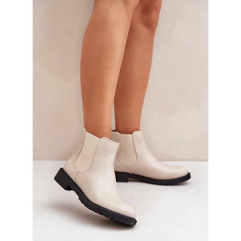 Bottines Chelsea femme à talon plat, beige 2 Bottines Chelsea femme à talon plat, beige 2