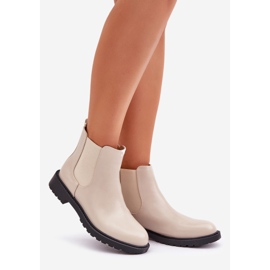 Bottines Chelsea femme à talon plat, beige 1