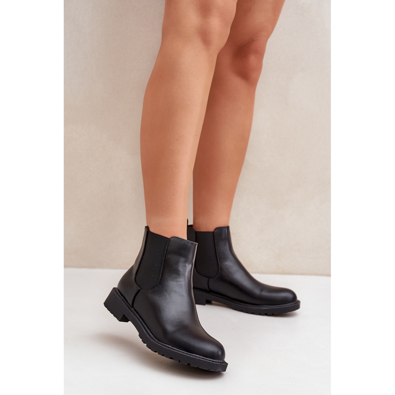 Bottines Chelsea femme à talon plat, noir le noir 2