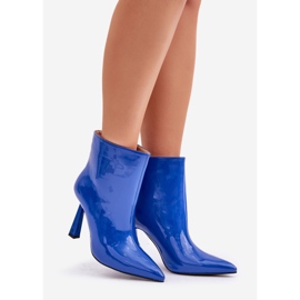 Bottines à enfiler vernies bleues 1