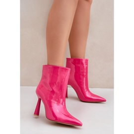 Bottines à enfiler vernies à talons hauts, Fuchsia rose 2