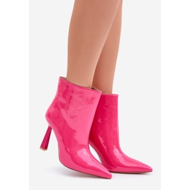 Bottines à enfiler vernies à talons hauts, Fuchsia rose 1