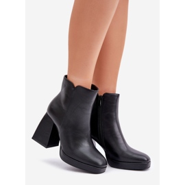 Bottines à talons hauts noires en cuir écologique le noir 1