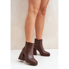 Bottines à talons hauts en cuir écologique, marron foncé Selarae brun 2