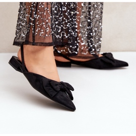 Ballerines Lotiara noires à bouts pointus et nœud le noir 2