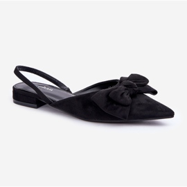 Ballerines Lotiara noires à bouts pointus et nœud le noir 4