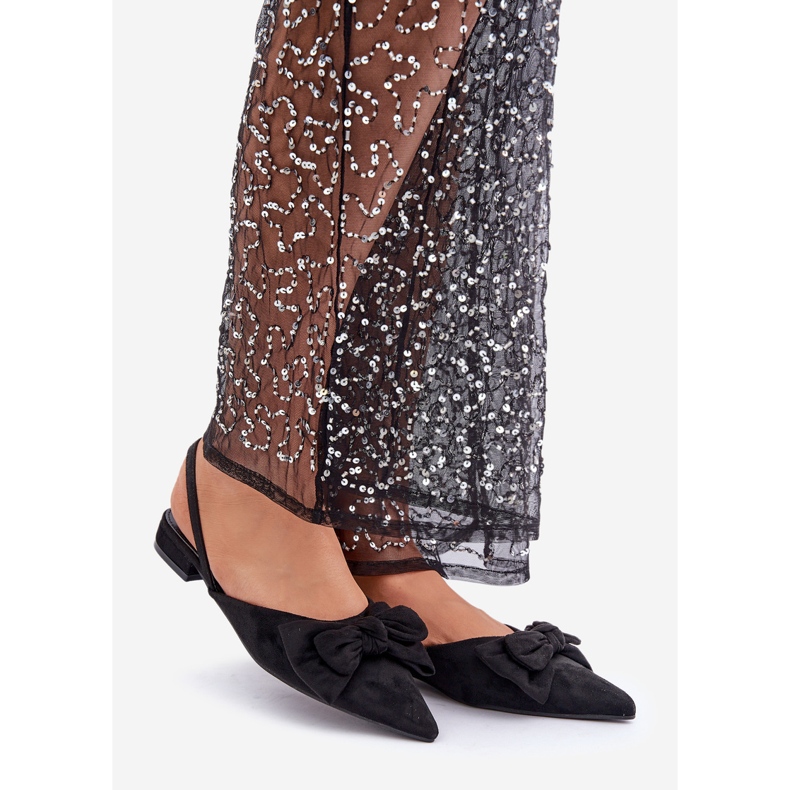 Ballerines Lotiara noires à bouts pointus et nœud 1