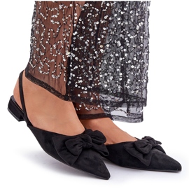 Ballerines Lotiara noires à bouts pointus et nœud le noir 8