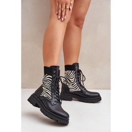 Bottes de travail avec chaussettes zébrées pour femmes, noir le noir 2