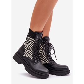 Bottes de travail avec chaussettes zébrées pour femmes, noir 1