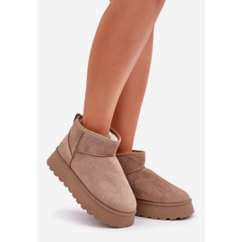 Bottines de neige à plateforme en éco-suède, beige foncé 1