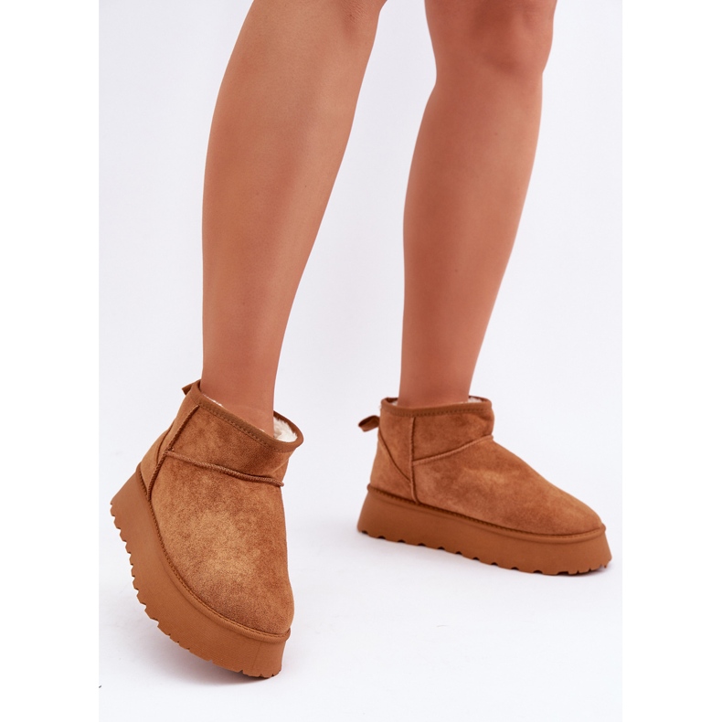 Bottes de neige à plateforme en éco-daim Camel brun 2