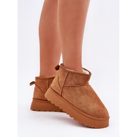 Bottes de neige à plateforme en éco-daim Camel brun 3