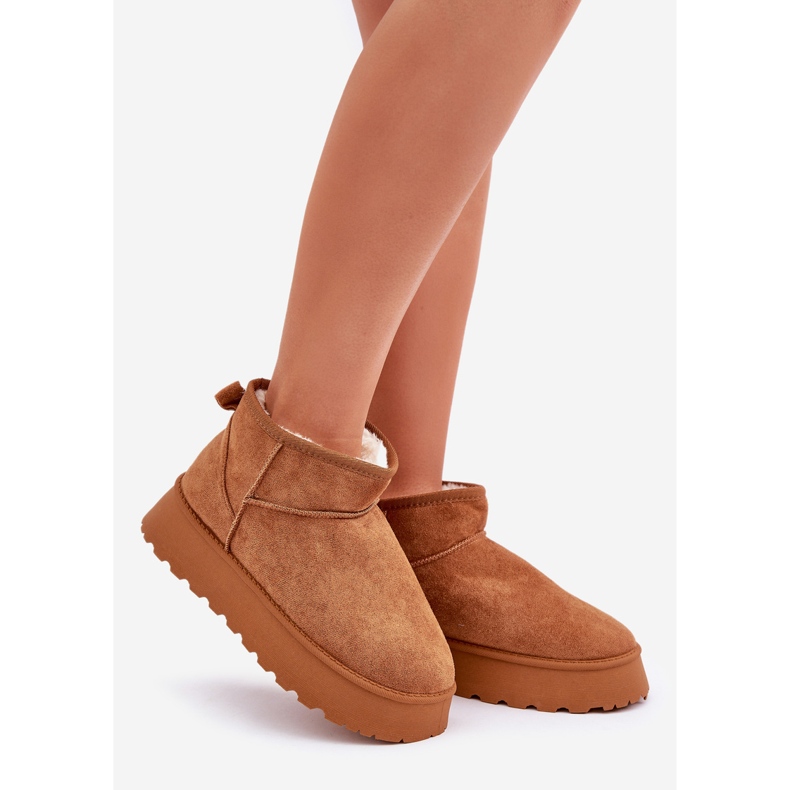 Bottes de neige à plateforme en éco-daim Camel brun 1