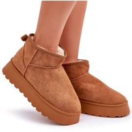 Bottes de neige à plateforme en éco-daim Camel brun 7