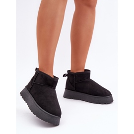Bottes de neige noires à plateforme en suède écologique 2