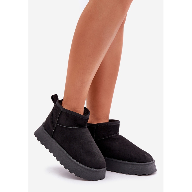 Bottes de neige noires à plateforme en suède écologique 1