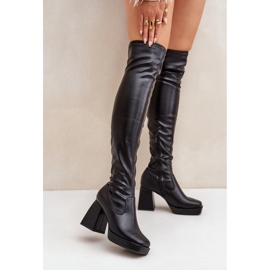 Bottines noires pour femmes à talons stables le noir 1