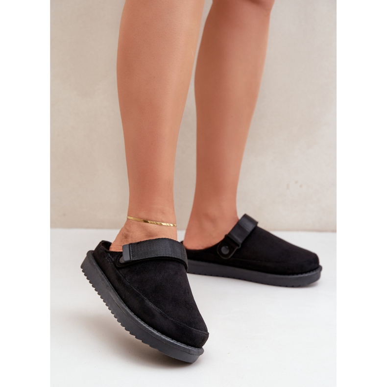 Chaussons plateforme femme noirs 1