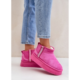 Boots de neige femme à plateforme en daim rose 2
