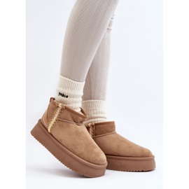 Bottines de neige plateforme femme, daim, marron clair brun 1