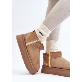 Bottines de neige plateforme femme, daim, marron clair brun 2