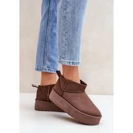 Boots de neige femme à plateforme en daim marron brun 2