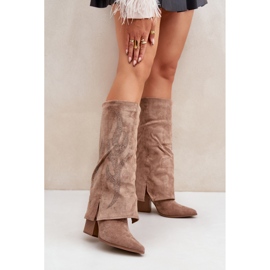 Bottines femme beiges à tige décorée 1