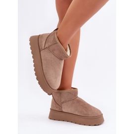 Bottines de neige plateforme femme, daim beige 2