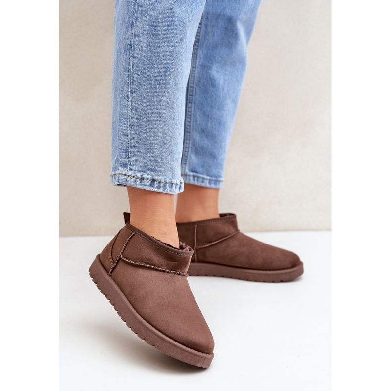 Boots de neige femme à plateforme en daim marron brun 1