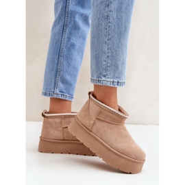 Bottines de neige plateforme femme, daim beige 2