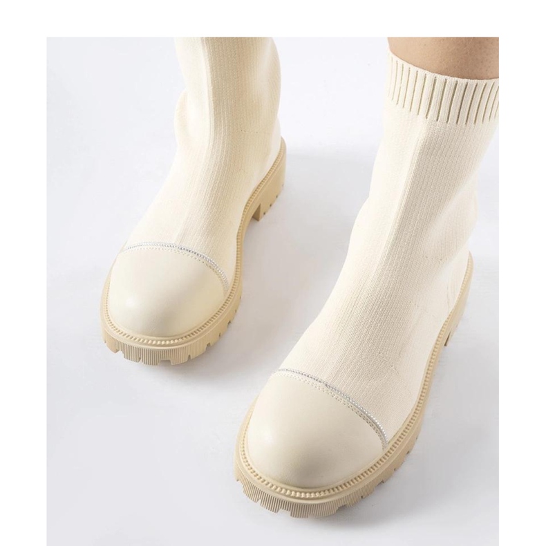 Bottines chaussettes beiges à strass Vail - Solea 1 Bottines chaussettes beiges à strass Vail - Solea 1