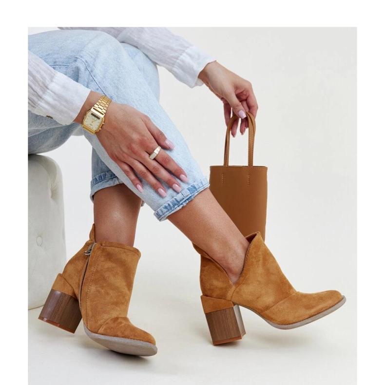Bottines marron à bloc découpé de Brankka - Solea brun 1